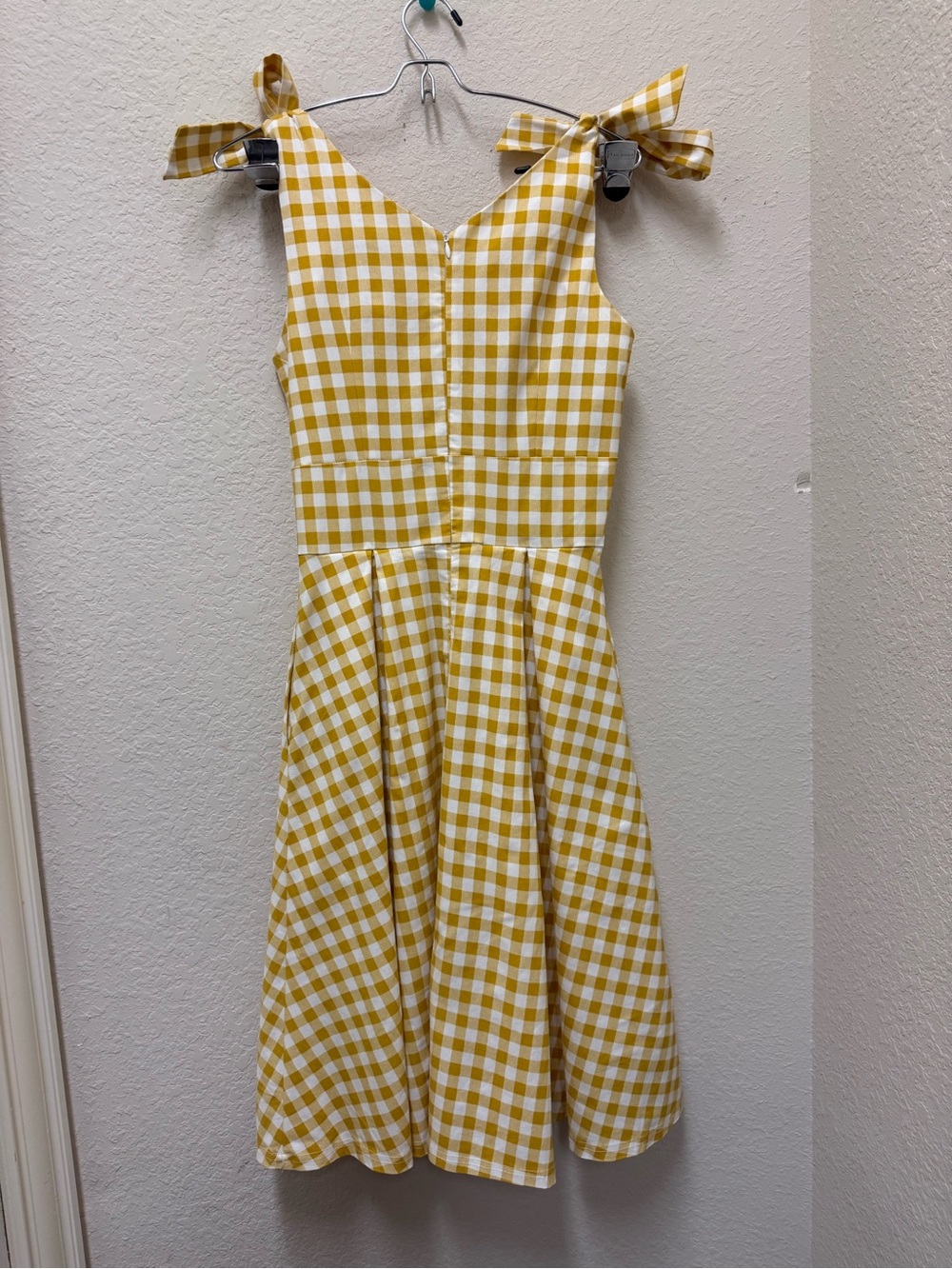 Yellow Gingham Tie-Shoulder Midi Dress - Picture 2 of 14